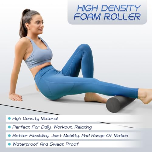 Krightlink 5-in-1 Foam Roller Set, Massage Roller Stick, Massage Ball, Resistance Band for Deep Muscle Massage, Trigger Point Release, Pilates, Yoga (Black-18(2 in 1)) - color: Black-18"(2 in 1)
