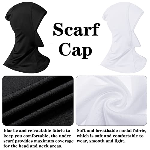 Geyoga Modal Hijab Cap for Women Adjustable Muslim Stretchy Turban Full Cover Shawl Cap Full Neck Coverage Small and medium - color: White, Black