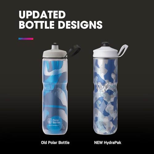 HydraPak Polar Sport Insulated Water Bottle (24oz, Pulse Red) | High Flow, BPA Free, Tri-Layer Insulation, Leakproof, Dash Handle, Easy Squeeze, Self-Sealing Cap, for Sports - color: Pulse Red, style: 24oz/700ml