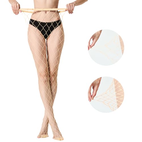 MengPa Women's Fishnets Tights High Waist Stockings Party Thigh High Pantyhose - color: 2pcs-nude