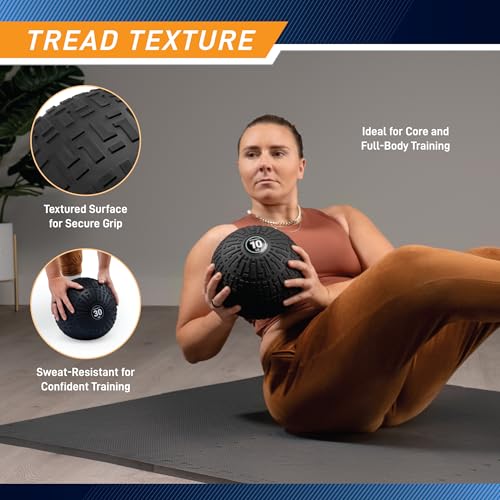 Marcy Slam Ball, 10–50 lbs Dead Weight, Non-Bounce, Sand-Filled Medicine Ball with Durable PVC Shell & Textured Grip for Slams, Tosses, Core & Full Body Training - size: 40 LB