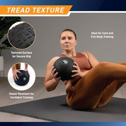 Marcy Slam Ball, 10–50 lbs Dead Weight, Non-Bounce, Sand-Filled Medicine Ball with Durable PVC Shell & Textured Grip for Slams, Tosses, Core & Full Body Training - size: 10 LB