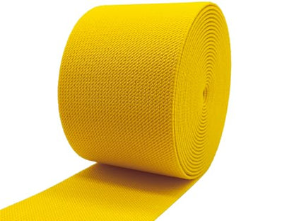 Gold Knit Elastic Band for Pants Waist 3 inch 5 Yards Wide Double-Side Twill Woven Elastic Heavy Stretch Elastic Spool Band for Sewing-Wigs-Skirts-Craft DIY Projects - color: Yellow