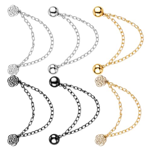 Magnetic Clothing Clips - 6 PCS Multi-Function Magnetic Hijab & Shirt Clips with Chain, Shirt Ties Clip Magnets Pinless Buttons for Women Clothes Sleeves Pants Hijabs Hats Scarfs