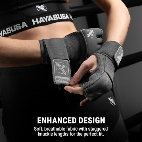 Hayabusa Deluxe Quick Wraps for Men and Women - Boxing & Martial Arts Hand Wraps - color: Charcoal, size: X-Large