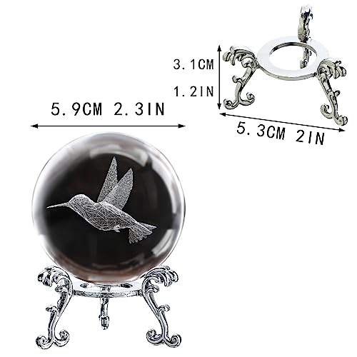 3D Hummingbird Crystal Ball with Stand Glass Paperweight Gift Decor - color: Hummingbird