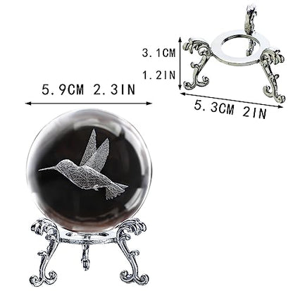 3D Hummingbird Crystal Ball with Stand Glass Paperweight Gift Decor - color: Hummingbird