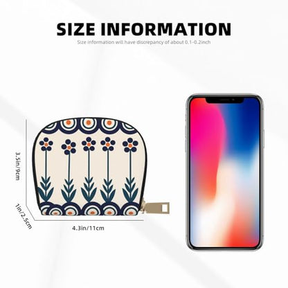 Polish Blue RFID Blocking Semi Circle Card Holder PU Leather Zipper Wallet Pouch Keychain Bag for Women Men, Slim Small Credit Card Case Organizer with 12 Slots - color: Polish Blue
