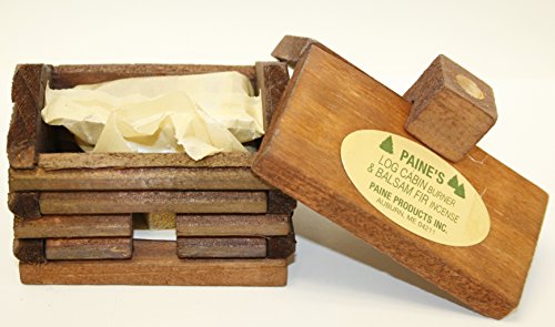 Small LOG Cabin Incense Burner 2.5"x3.5" Comes with 10 Balsam Fir Logs Paine's