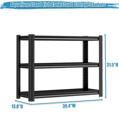 Aquarium Stand 1200 LBS Fish Tank Stand Heavy Duty Adjustable Shelf | Metal Aquarium Shelving With Adjustable Storage Tiers for Turtle Tanks, Reptile Terrariums and Pet Supplies Organization - size: 3-TIER 31.5"H×39.4"W×13.8"D