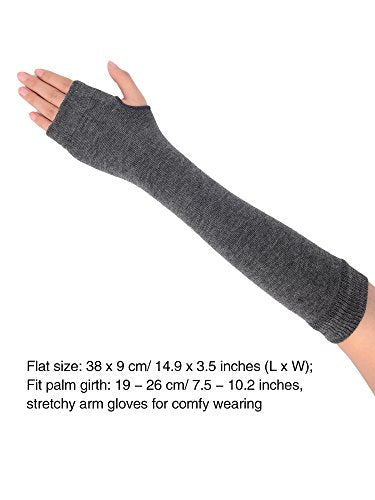 Bememo 3 Pairs Long Fingerless Gloves for Women Arm Warmers Unisex Arm Sleeves Knit Thumb Elbow Hole Stretchy Gloves Goth - color: Black, Deep Grey, Light Grey