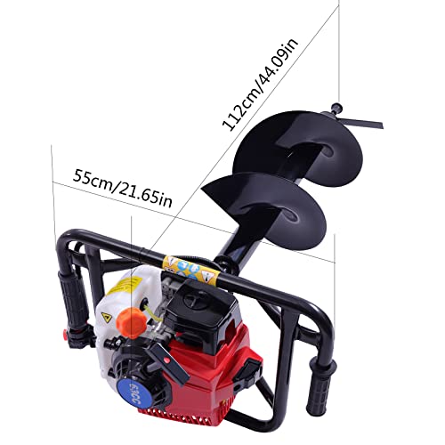 Auger Post Hole Digger, Gas Powered Earth Post Hole Digger Post Holes Earth Digger Petrol Drill Borer Bulb Planting Drill Fence Hole Maker Machine (63CC 3HP 2.2KW Single Leaf) - size: 63CC 3HP 2.2KW Single Leaf