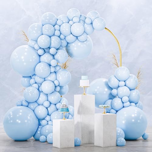 PartyWoo Baby Blue Balloons 152pcs Different Sizes of 18 12 10 5 Inch Light Pastel Sky Aqua Blue Balloon Arch Kit Garland for Graduation Baby Shower Gender Reveal Easter Party Decorations Blue-Q13 - color: Blue-q13