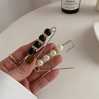Fancy Rhinestones Pearls Safety Pin Brooch, Pearl Brooch Pins, Sweater Shawl Crystal Clip, for Women Girls Clothing Accessories - size: 4pcs