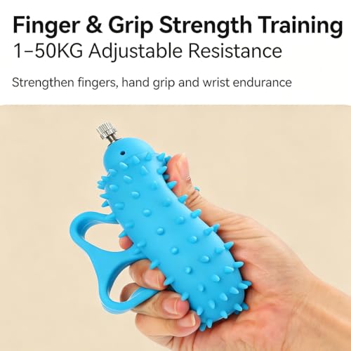 Hand Ball Finger Therapy Adjustable Grip Strengthener for Arthritis, Carpal Tunnel, Sports Recovery For Men Women - color: Blue