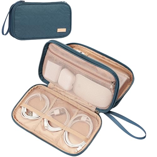 NISHEL Electronics Travel Organizer Cord Case, Charger Cable Tech Bag - color: Lake-Blue, size: Medium