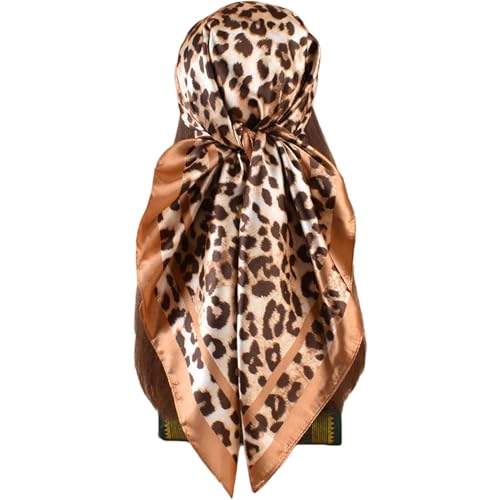 Head Scarf Hair Neck Scarves for Women Purse Bag Scarfs for Handbag Silky Satin Square Headscarf Fashion Hair Bandanas - color: Camel