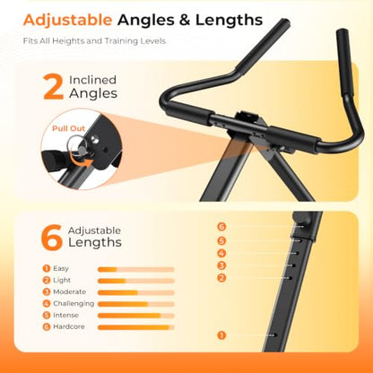 OWLSKY Ab Machine, Adjustable Ab Trainer Machine for Abs Workout at Home Gym, Foldable, Knee Protection, LCD Monitor, Device Holder, 400 LBS,Abdominal Trainer for Stomach Workout - style: Black