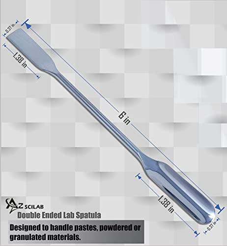 A2Z-DE010 Stainless Steel Double Ended Micro Lab Scoop Spoon Half Rounded & Flat End Spatula Sampler, 6" Length