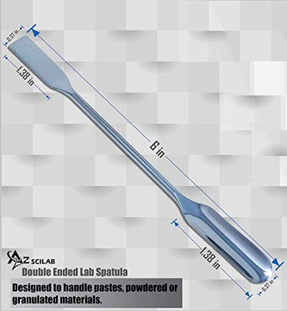A2Z-DE010 Stainless Steel Double Ended Micro Lab Scoop Spoon Half Rounded & Flat End Spatula Sampler, 6" Length