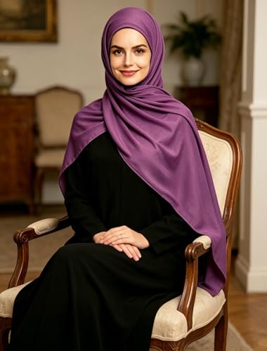 Lina & Lily Non-see-through Premium Jersey Maxi Hijab Head Scarf Wrap for Muslim Women - color: Berry