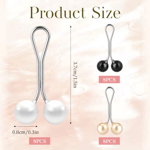 24 Pcs Hijab Clips for Women, Muslim Pearl Scarf Clips - color: Black White Gold