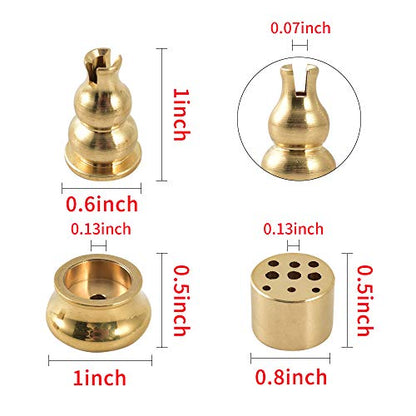 Incense Burner, Copper Incense Holder Cone Holder Gourd Incense Burner for Joss Stick, Tower Incense, Incense Coil (3 Styles) - color: Gold, 3 Pcs