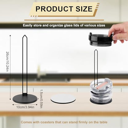 Tumbler Lid Organizer, up to 14 Lids Space-Saving Design Cup Lid Holder Detachable Slim Vertical Storage Rack Stand Free Cabinets and Countertops Organization