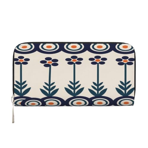 Polish Blue PU Leather Long Wallet for Women Men, Zipper Clutch Wallet RFID Card Holder Organizer - color: Polish Blue