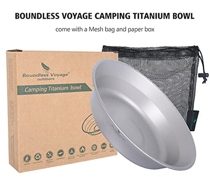 Boundless Voyage Ultralight Titanium Bowl Pan Plate Dish with Carry Bag Outdoor Camping Portable Tableware Cookware (Ti1112T (Shallow Bowl)) - color: Ti1112T (Shallow Bowl)
