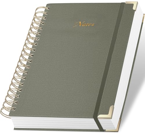 Spiral Notebook Journal, 328 Pages Linen Hardcover College Ruled Notebook, Lined Thick Journals for Women Men, A4 Thick Spiral Journal for Writing, 100GSM Paper, Cute Notebooks for Work School - color: A-Notes-Green, size: A4(8.5INCH×11INCH)