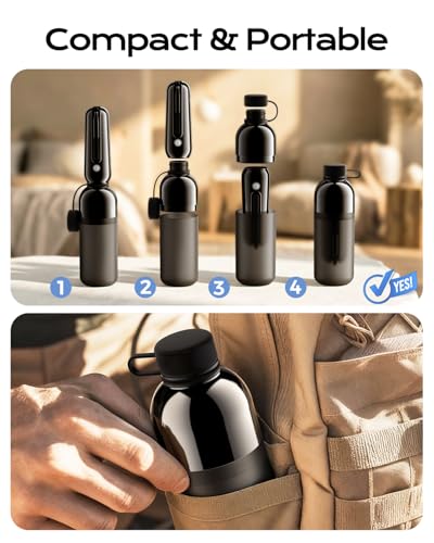 ESSAGER Portable Bidet for Travel, Foldable & Rechargeable Handheld Sprayer–Waterproof with 2 Pressure Modes, 350ml Expandable Bottle for Women, Men, Baby, Postpartum & Personal Hygiene(Black) - color: Black