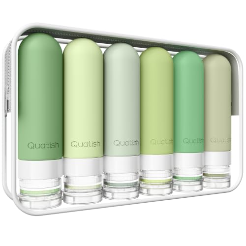 Quatish Travel Bottles for Toiletries 6 Pack, Original Patented Leakproof 3 oz Tsa Approved Travel Size Container, BPA Free Silicone Shampoo and Conditioner Bottle, Cruise Camping Essential, Evergreen - color: Evergreen