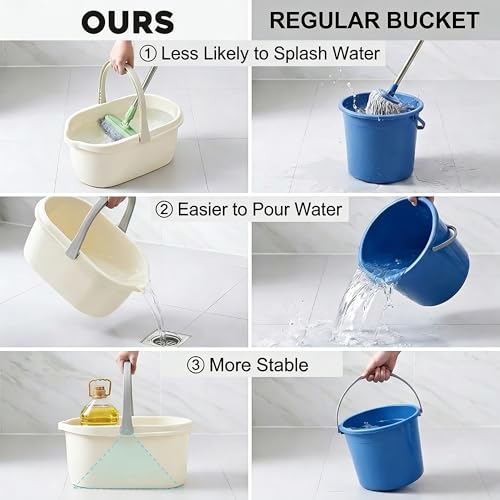 Haundry 4.5 Gallon Cleaning Bucket, Good Grips Household Mop Bucket for Cleaning Supplies, Cleaning Caddy Organizer Basket with Handle, 17.1L, White - color: White