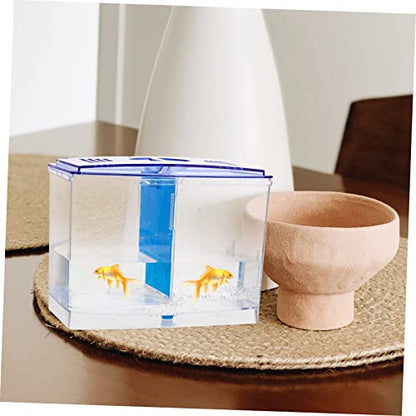 HANABASS Acrylic Fish Breeding Box Miniature Isolation Tank for Betta Fish Double Compartment Design for Sick Aggressive Fish Transparent Observation Durable Aquarium Hatchery