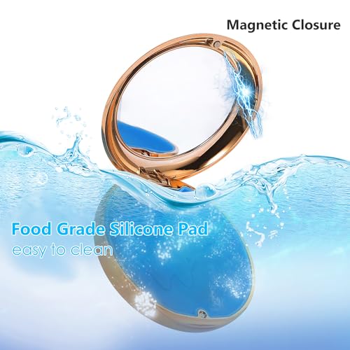 Retainer Case with Mirror, Cute Retainer Holder Case, Slim Aligner Case with Removal Tool, Magnetic Closure, Convenient Orthodontic Case for Invisalign/Night Guard/Mouth Guard - color: Gold