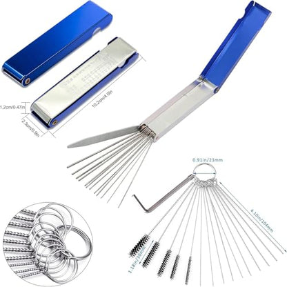 60-Piece Carburetor Cleaning Brush & Dirt Jet Cleaner Tool Kit, Micro Wire Needles with Aluminum Carrying Case & Hex Wrenches for Small Engine Repair, Motorcycle, ATV, Weed Eater and Airbrush
