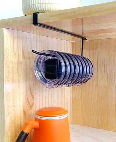Tumbler Lid Organizer, Bar Hook Fits Various Lids, Horizontal Tumbler Lid Storage Hook, No Glue No Drill Straw Lid Holder/Hanger/Cup Holder, Kitchen Organizers under Cabinet, up to 12 Yeti Lids - size: 1Pack Wide
