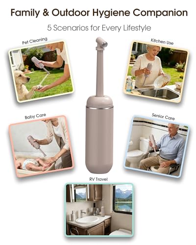 Leak-Proof Portable Bidet for Travel, 380ml (12.8oz) Capacity Bottle | Peri Bottle with Secure Seal for On-the-Go Hygiene, Postpartum Care & Camping&Outdoor (Khaki)