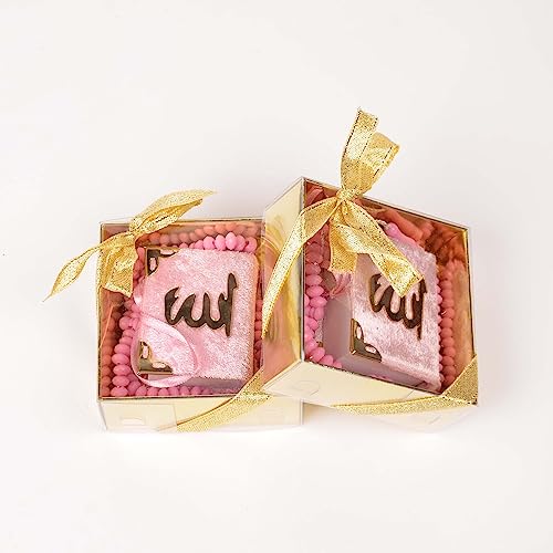 BABY SHOWER CHOCOLATE Set of 10 Islam Quran Tasbeeh Islamic Set | Holy Quran Prayer Beads Gift Box Favor (Pink) - color: Pink