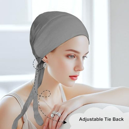 5Pcs Islamic Muslim Under Hijab Cap Inner UnderScarf for women Inner Under Scarf Hat Hijab Cap with Tie Back Closure - color: Black\blue\cafe\dark Grey\light Grey