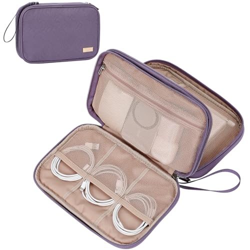 NISHEL Electronics Travel Organizer Cord Case, Charger Cable Tech Bag - color: Purple, size: Large