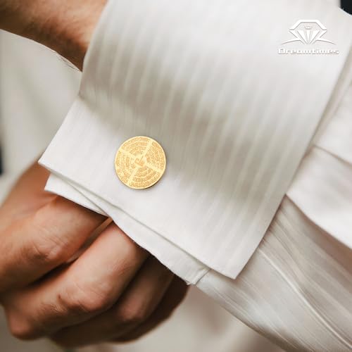 Dreamtimes Islamic Ayatul Kursi Cufflinks for Men Muslim Quran Allah Cuff links Allah Jewelry Ayatul Kursi Arabic Calligraphy Cufflinks for Men Islam Eid Ramadan Gifts - style: Style 2-G