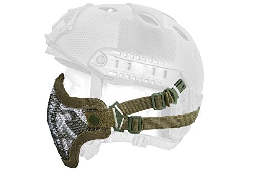DLP Tactical Quick Release Mesh Steel Face Mask for ARC Rail Equipped Fast/ACH/MICH Combat Helmet - color: Green Skull