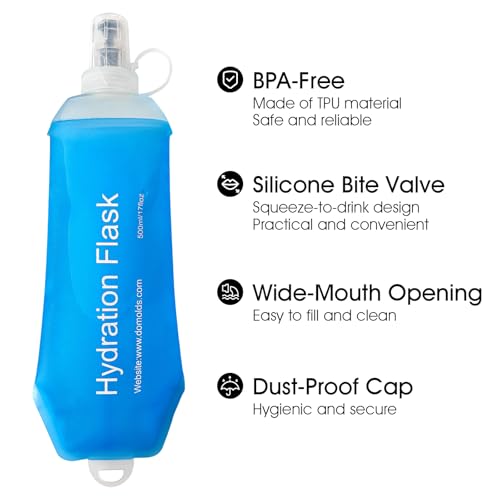 GUYI GYGYL Soft Flask, TPU Collapsible Soft Water Bottle for Hydration Pack, Running Vest, Leak-Proof Folding Water Bottle for Hiking Cycling Climbing Jogging-250ml Blue - color: 250ml Blue