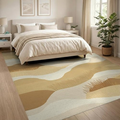 8'x10' Washable Flatwoven Rug, Cream Modern Abstract Stain Resistant Extra Large Carpet for Dining Room, Large Office, Lounge, Non-Slip Chair-Friendly Mat | Ref:1910346 - color: Beige/Pattern 1, size: 8' x 10' (Rectangular)