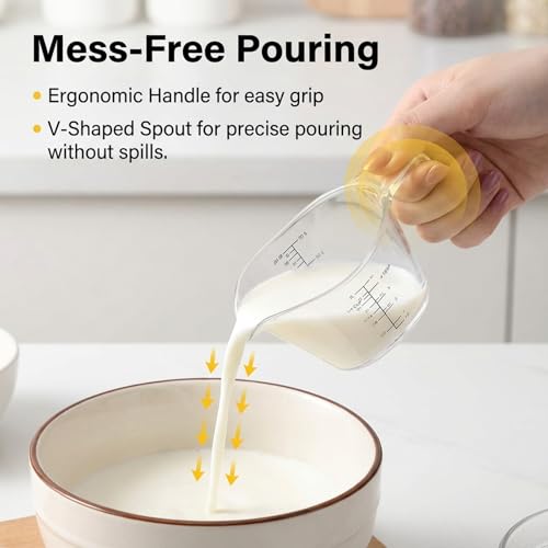 2 Pack Small Measuring Cup 2 oz/60ml Mini Measuring Cup Clear 2oz Measurings Cups for Kitchen Laundry DIY Beauty Mixing with tsp/Tbsp/oz/ml Markings