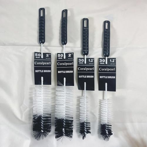 Bottle Brushes Thin Long Handle X 4, Utility Skinny Wire Cleaner Set Big Small, Bendable Flexible for Cleaning Narrow Neck Water, Beer, Wine, Baby Bottles, Pipes, Tubes, Hoses, and Flasks