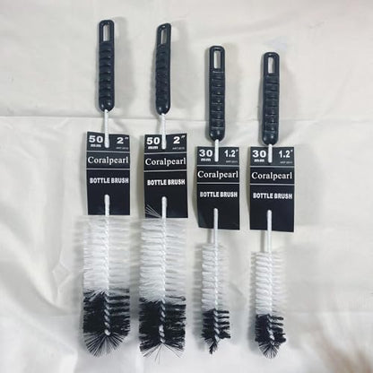 Bottle Brushes Thin Long Handle X 4, Utility Skinny Wire Cleaner Set Big Small, Bendable Flexible for Cleaning Narrow Neck Water, Beer, Wine, Baby Bottles, Pipes, Tubes, Hoses, and Flasks