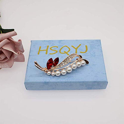 Crystal Pearl Flower Brooches Pins Fashion Beautiful Created Rhinestone Floral Brooch Good Idea for Party Dance Wedding Banquet for Elegant Women Girl - color: Pearl leaf brooch